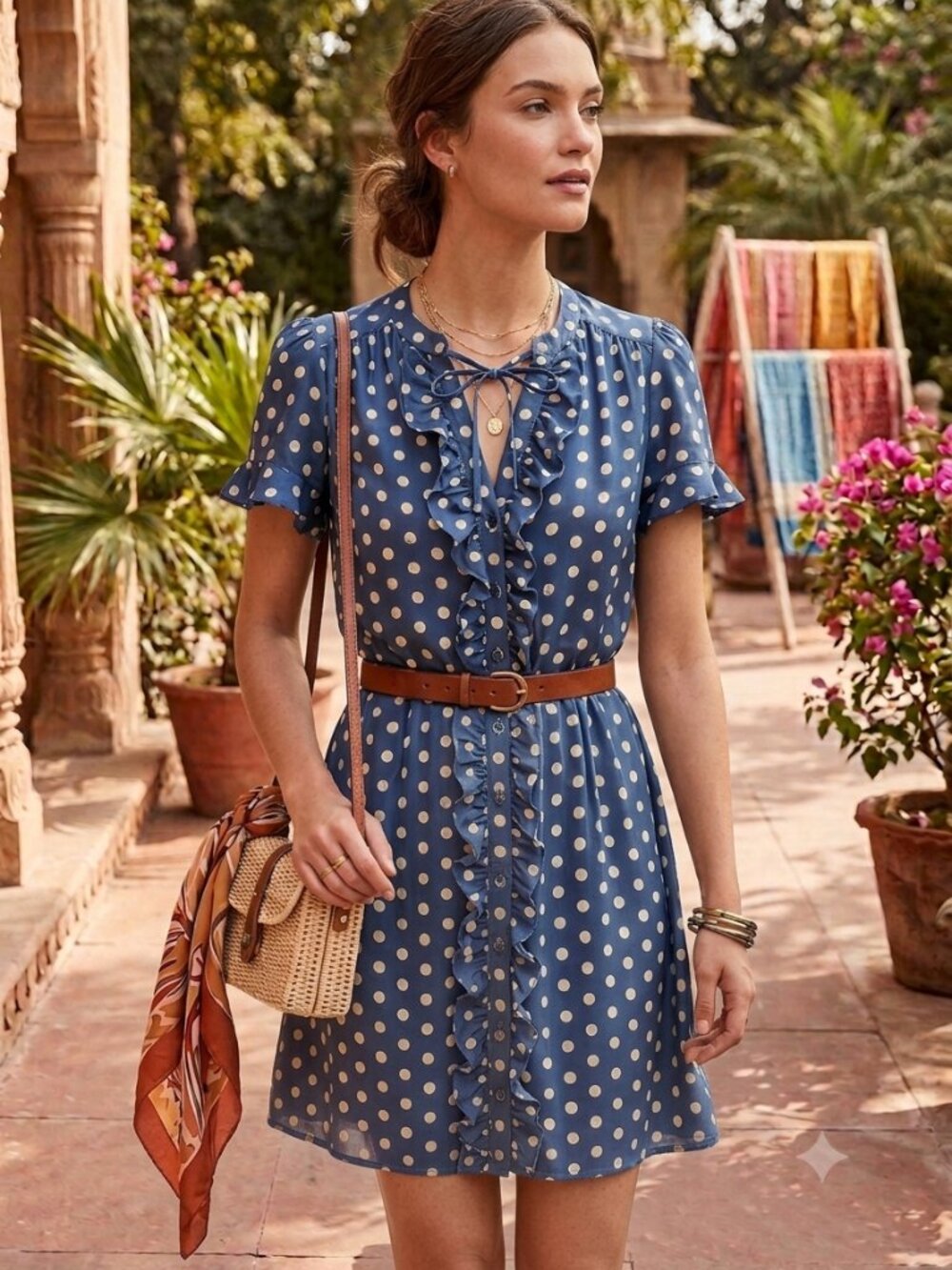 Lil by Anthropologie 100% Silk Women’s Polka Dot Dress. made in India. Size 8
